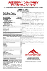 Premium 100% Whey Protein + Coffee Nutrition Facts