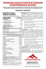 Premium Vegan Protein Powder Performance Blend Chocolate Nutrition Facts
